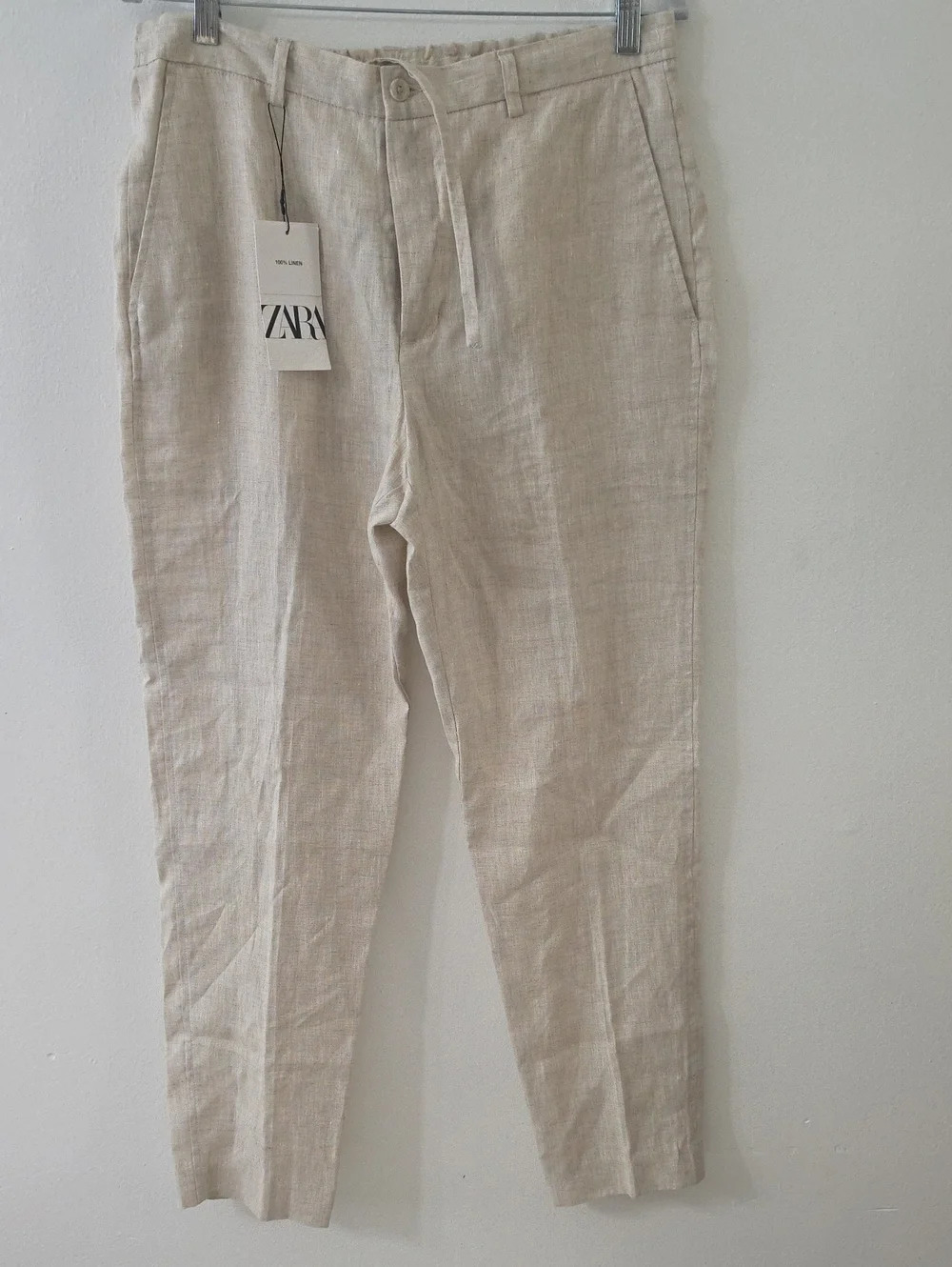 ZARA  women Linen Chinos in Light Natural